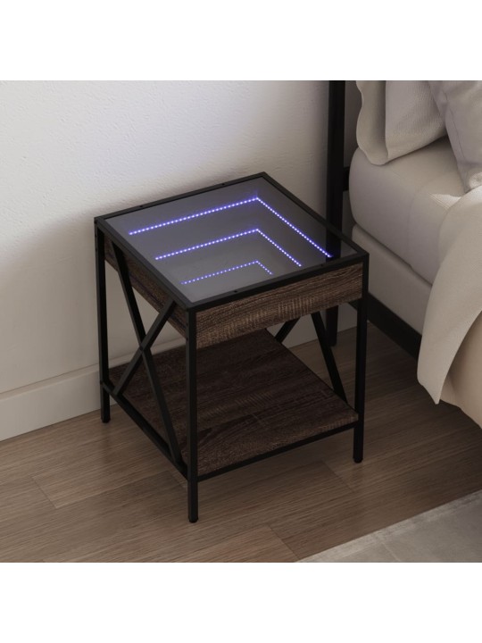 Noční stolek s Infinity LED hnědý dub 40 x 40 x 49 cm