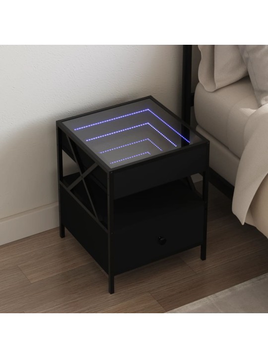 Noční stolek s Infinity LED černý 40 x 40 x 51 cm