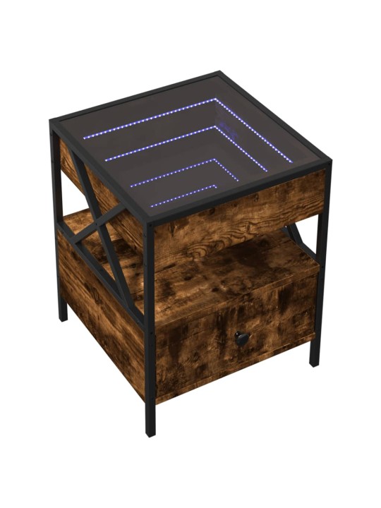 Noční stolek s Infinity LED kouřový dub 40 x 40 x 51 cm
