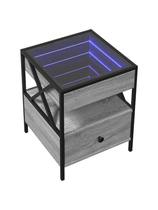 Noční stolek s Infinity LED šedý sonoma 40 x 40 x 51 cm
