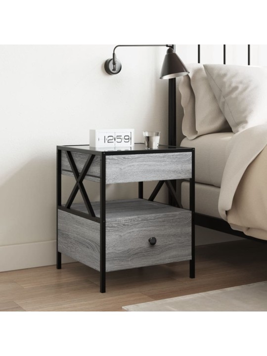 Noční stolek s Infinity LED šedý sonoma 40 x 40 x 51 cm