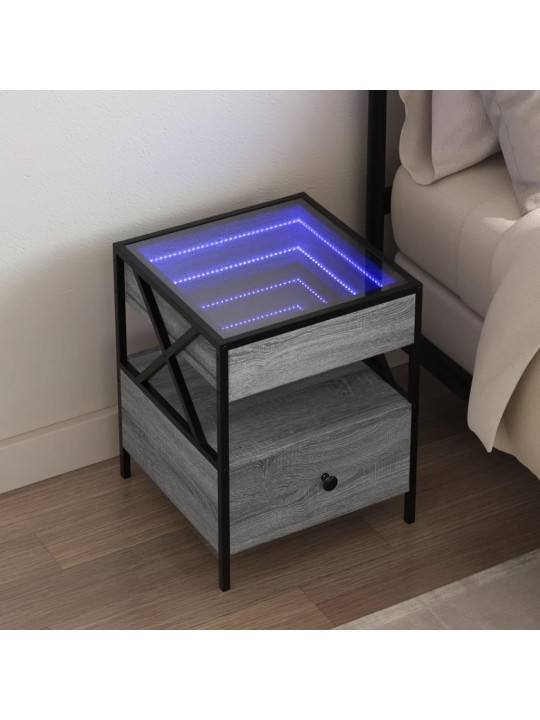 Noční stolek s Infinity LED šedý sonoma 40 x 40 x 51 cm