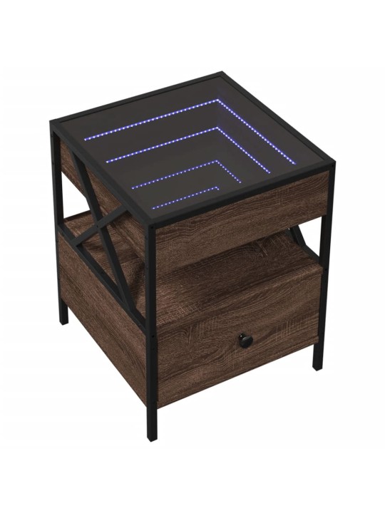 Noční stolek s Infinity LED hnědý dub 40 x 40 x 51 cm