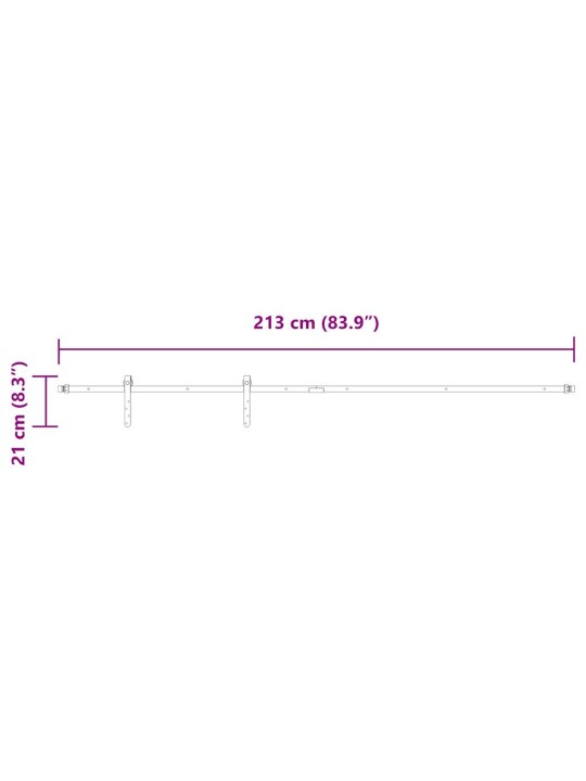 Kování pro posuvné dveře skříně 213 cm uhlíková ocel