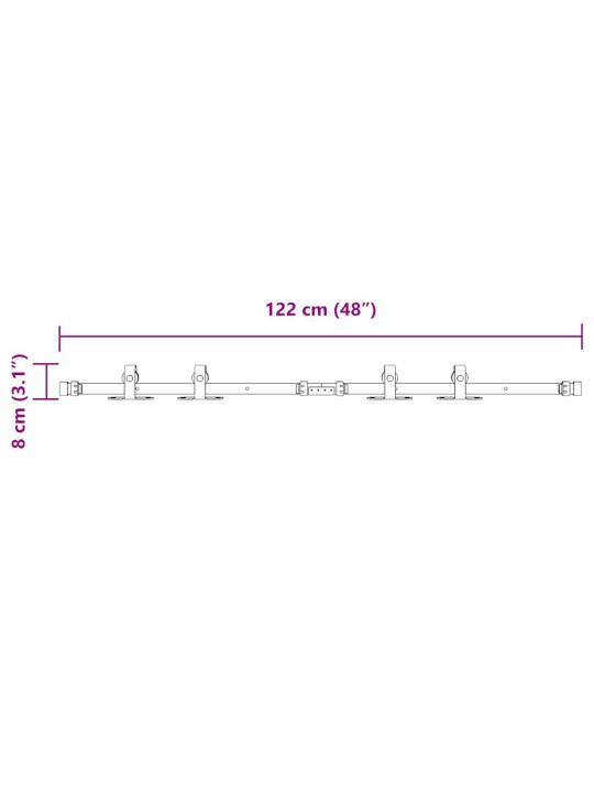Kování pro posuvné dveře skříně 122 cm uhlíková ocel