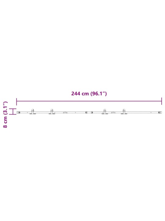 Kování pro posuvné dveře skříně 244 cm uhlíková ocel