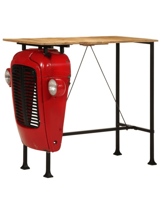 Barový stůl traktor červený a hnědý 55 x 120 x 107 cm mangovník