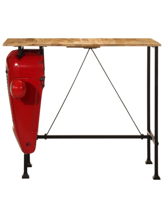 Barový stůl traktor červený a hnědý 55 x 120 x 107 cm mangovník