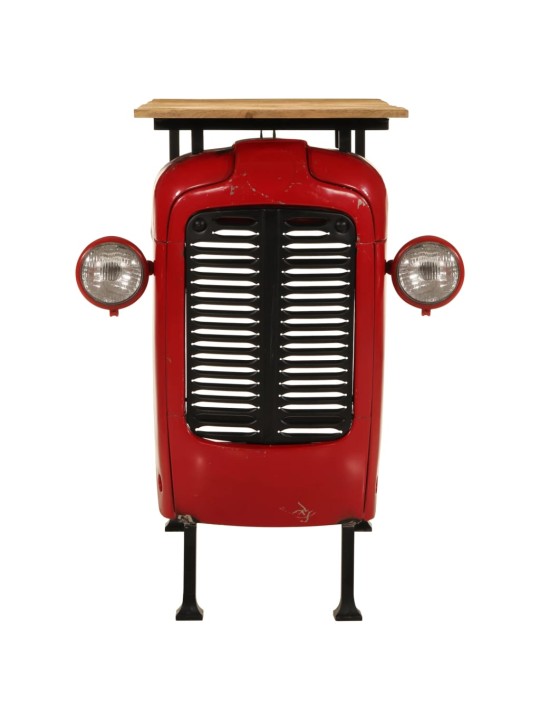 Barový stůl traktor červený a hnědý 55 x 120 x 107 cm mangovník