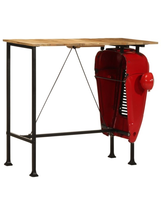 Barový stůl traktor červený a hnědý 55 x 120 x 107 cm mangovník