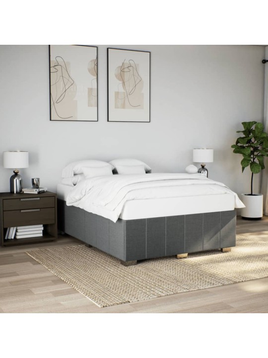 Rám postele bez matrace tmavě šedý 140 x 190 cm textil