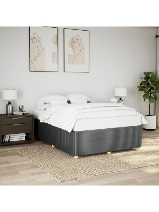 Rám postele bez matrace tmavě šedý 140 x 190 cm textil