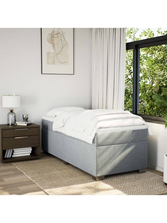 Box spring postel s matrací světle šedá 80 x 200 cm textil