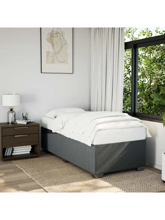 Box spring postel s matrací tmavě šedá 90x190 cm textil