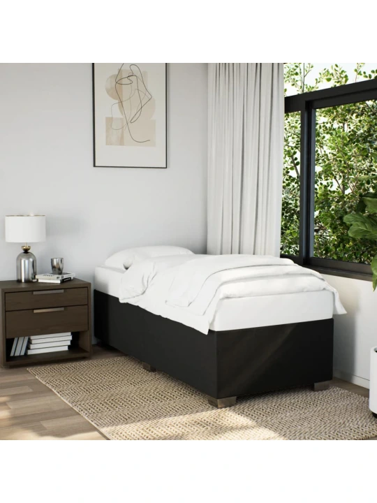 Box spring postel s matrací černá 100 x 200 cm textil