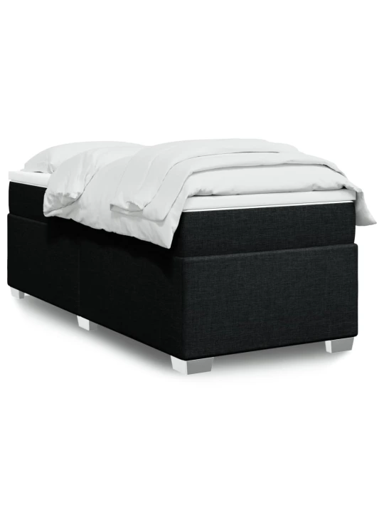 Box spring postel s matrací černá 100 x 200 cm textil