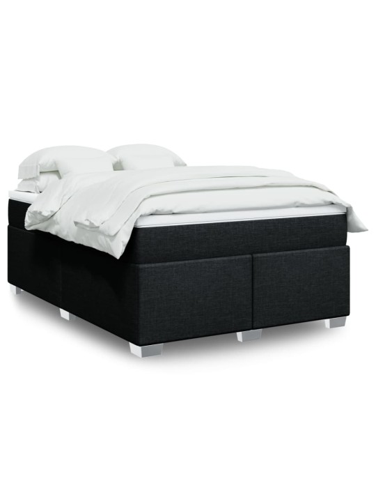 Box spring postel s matrací černá 140 x 190 cm textil