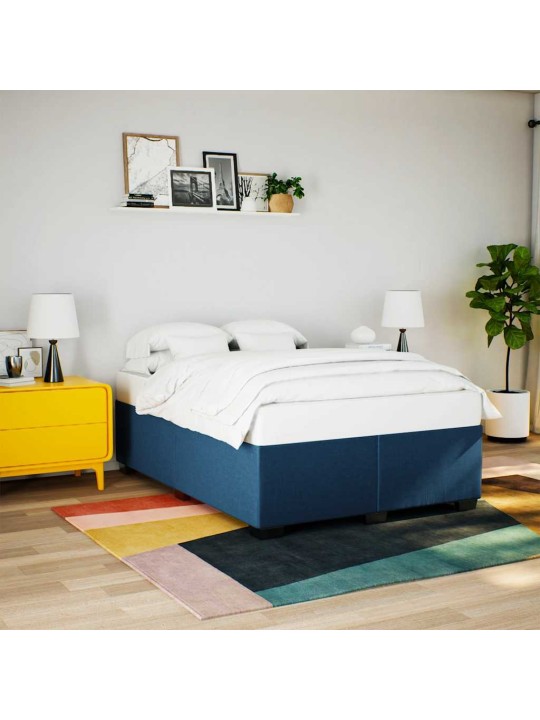 Box spring postel s matrací modrá 140x190 cm textil