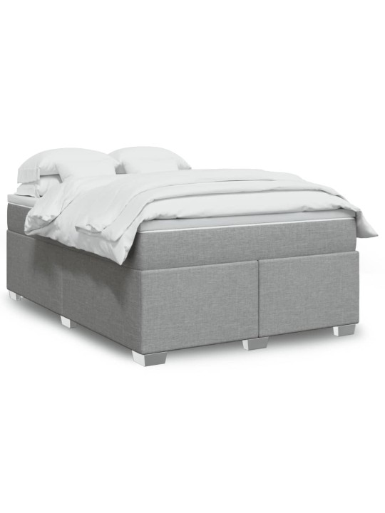 Box spring postel s matrací světle šedá 160 x 200 cm textil