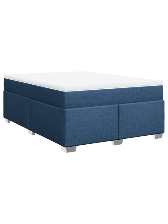 Box spring postel s matrací modrá 160x200 cm textil