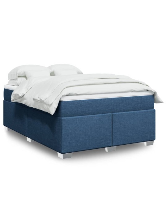 Box spring postel s matrací modrá 160x200 cm textil