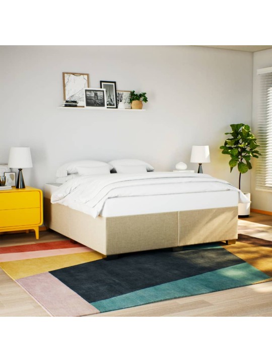 Box spring postel s matrací krémová 180x200 cm textil