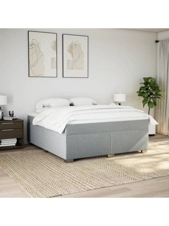 Box spring postel s matrací světle šedá 200 x 200 cm textil