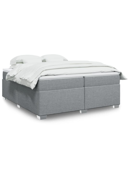 Box spring postel s matrací světle šedá 200 x 200 cm textil