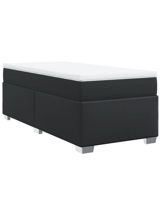 Box spring postel s matrací černá 80 x 200 cm umělá kůže
