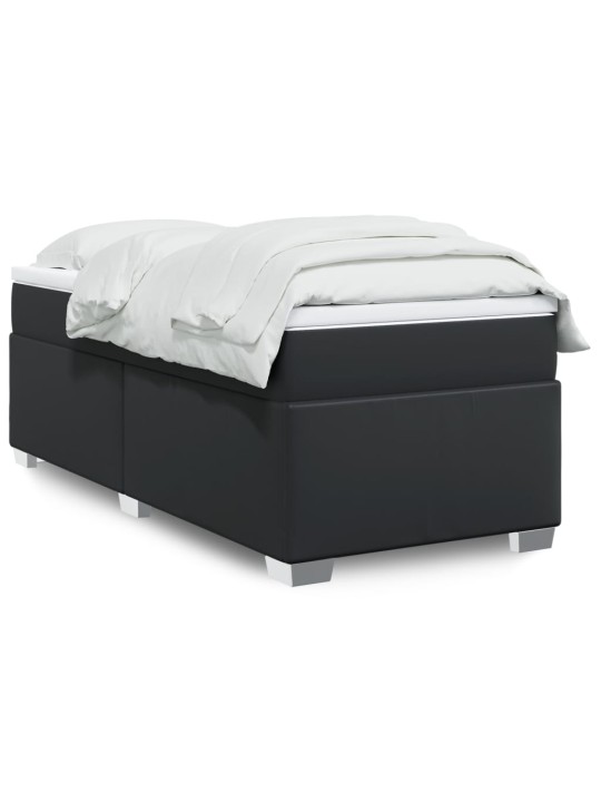 Box spring postel s matrací černá 80 x 200 cm umělá kůže