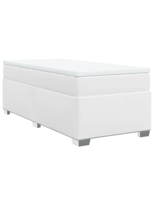 Box spring postel s matrací bílá 80 x 200 cm umělá kůže