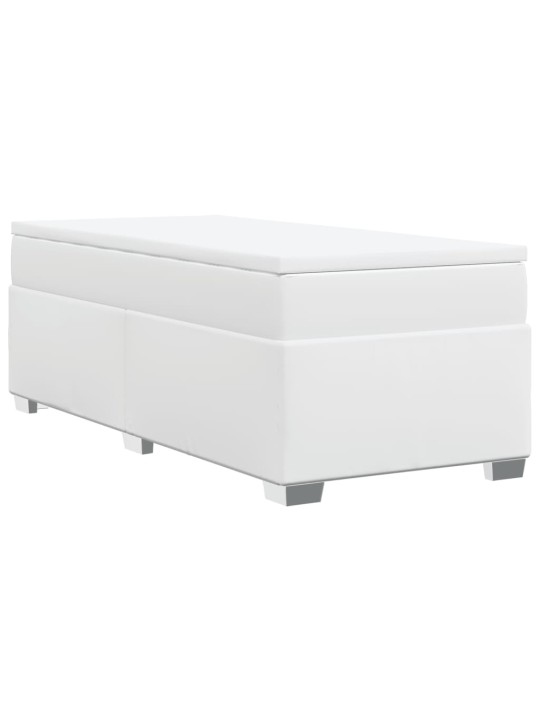 Box spring postel s matrací bílá 80 x 200 cm umělá kůže