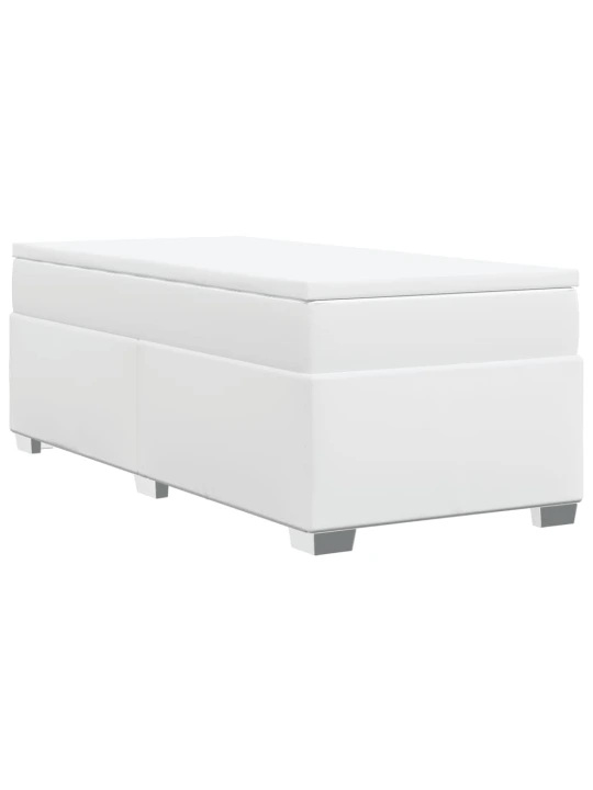 Box spring postel s matrací bílá 80 x 200 cm umělá kůže