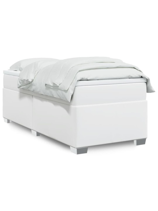 Box spring postel s matrací bílá 80 x 200 cm umělá kůže