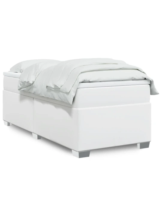 Box spring postel s matrací bílá 80 x 200 cm umělá kůže