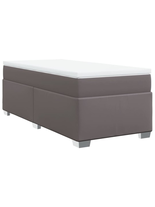 Box spring postel s matrací šedá 80 x 200 cm umělá kůže