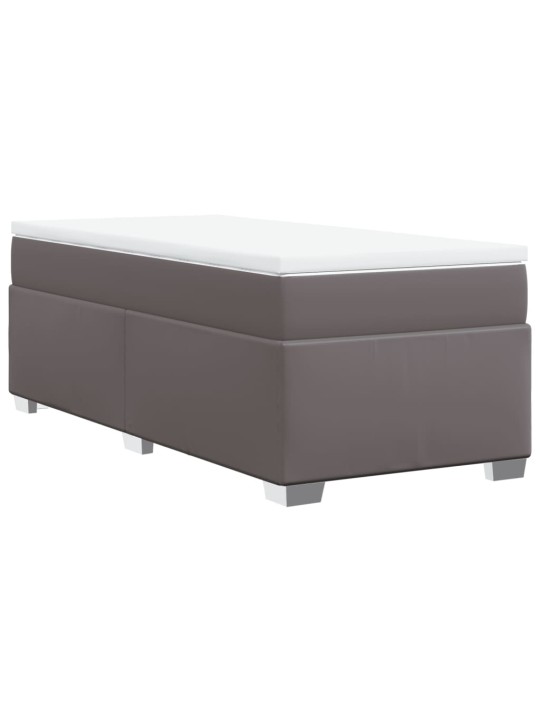 Box spring postel s matrací šedá 80 x 200 cm umělá kůže