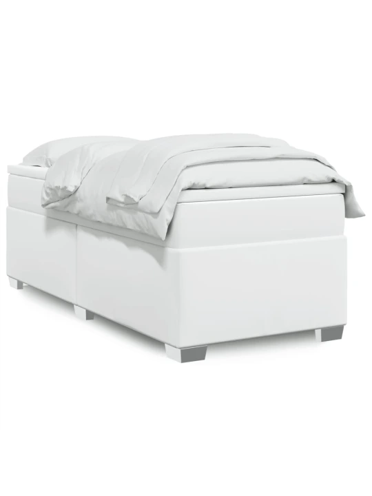 Box spring postel s matrací bílá 90x190 cm umělá kůže