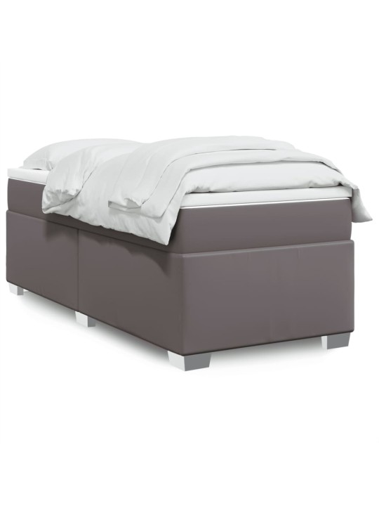 Box spring postel s matrací šedá 90x190 cm umělá kůže