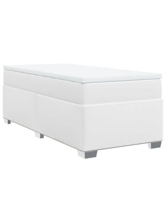Box spring postel s matrací bílá 90x200 cm umělá kůže