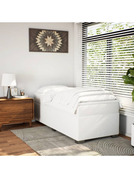 Box spring postel s matrací bílá 90x200 cm umělá kůže