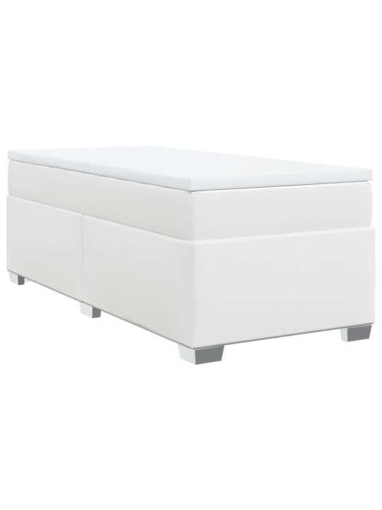 Box spring postel s matrací bílá 90x200 cm umělá kůže