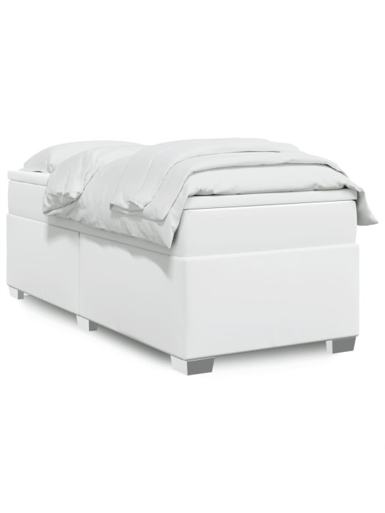 Box spring postel s matrací bílá 90x200 cm umělá kůže