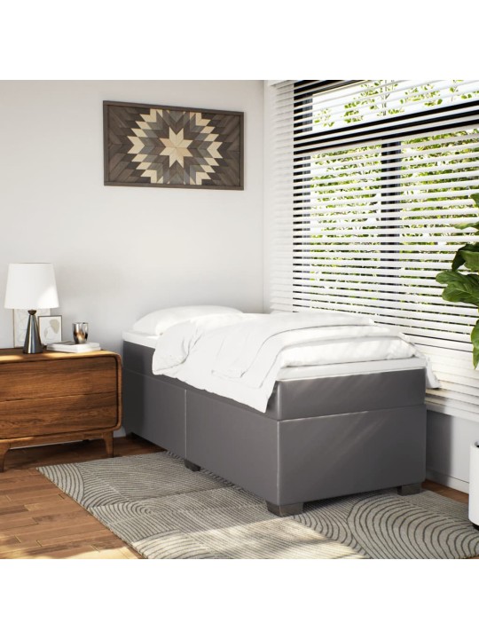 Box spring postel s matrací šedá 90x200 cm umělá kůže