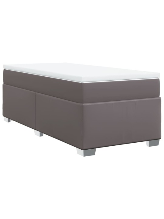 Box spring postel s matrací šedá 90x200 cm umělá kůže