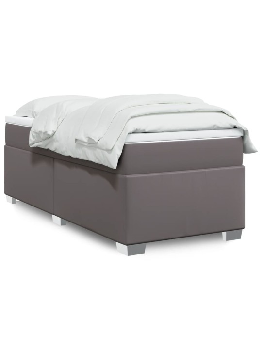 Box spring postel s matrací šedá 90x200 cm umělá kůže