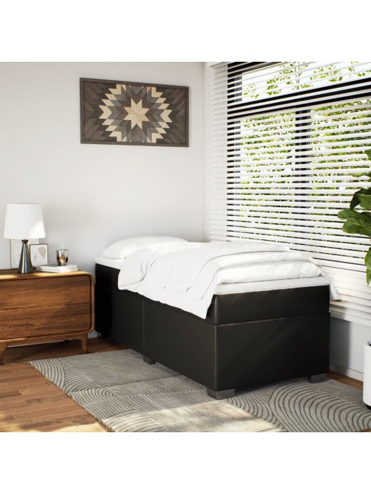 Box spring postel s matrací černá 100x200 cm umělá kůže