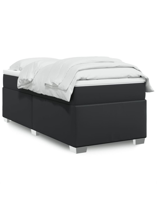Box spring postel s matrací černá 100x200 cm umělá kůže