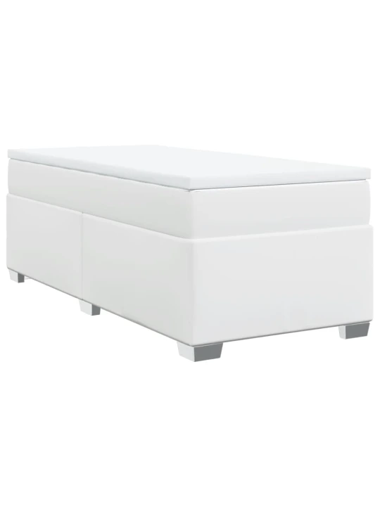 Box spring postel s matrací bílá 100x200 cm umělá kůže