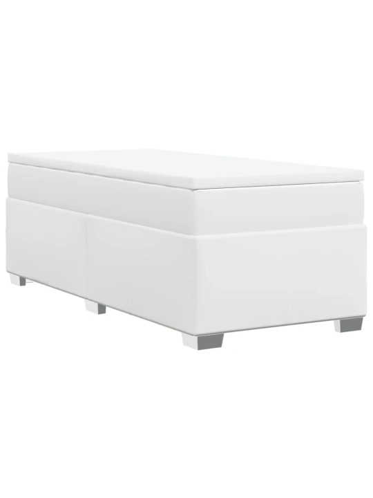 Box spring postel s matrací bílá 100x200 cm umělá kůže